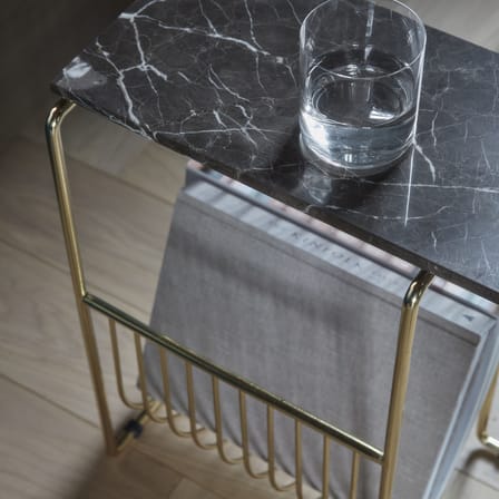 Table d'appoint Sino marbre marron or / Porte revues - Marbre / 45 x 21 x H 51 cm - AYTM