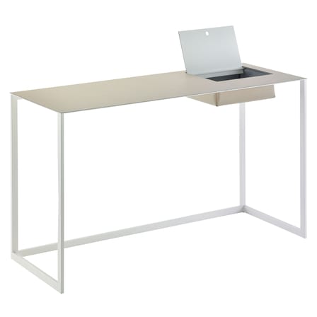 Bureau Calamo cuir blanc gris / Console - Cuir sellier - L 130 cm - Zanotta