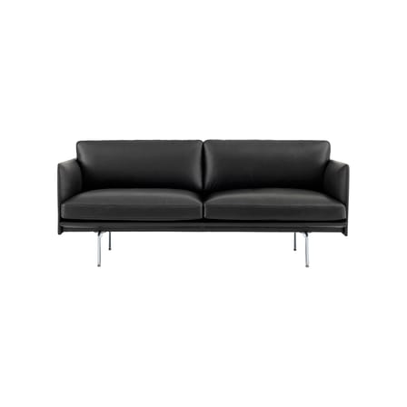 Canapé 2 places Outline cuir noir / L 170 cm - Muuto