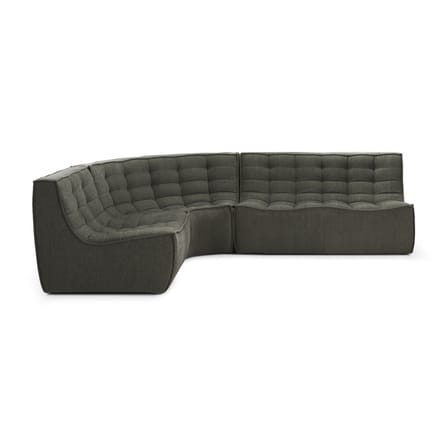 Canapé d'angle N701 tissu vert / Module d'angle arrondi 90° - L 120 cm / Coton recyclé - Ethnicraft