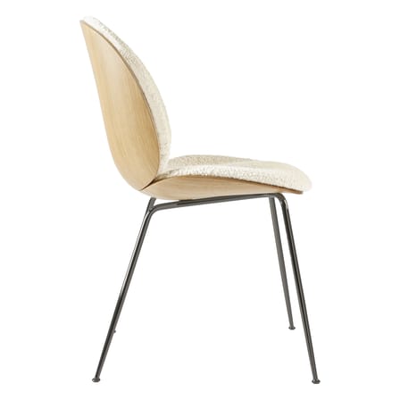 Chaise rembourrée Beetle 3D Veneer tissu blanc bois naturel - Gubi
