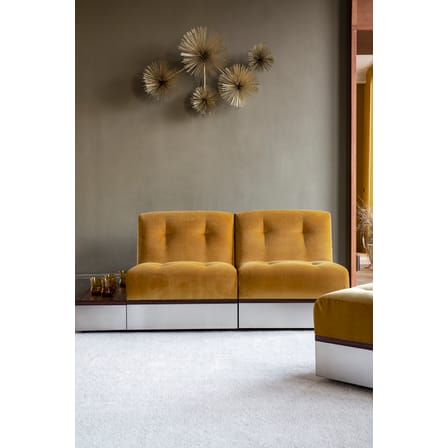 Chauffeuse Stanley tissu jaune / Canapé modulable - Velours / L 65 cm - RED Edition