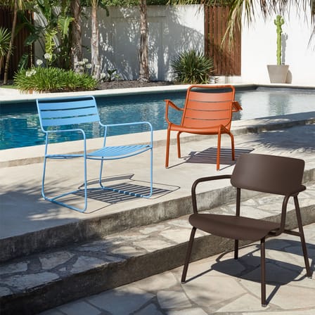 Fauteuil bas Luxembourg métal orange / Dossier incliné - Fermob