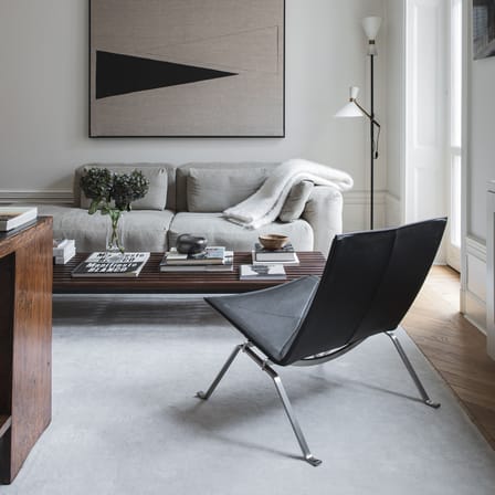 Fauteuil bas PK22 cuir noir / Poul Kjærholm, 1956 - Fritz Hansen