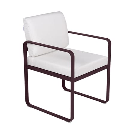 Fauteuil de repas rembourré Bellevie métal tissu blanc / Tissu blanc grisé - Fermob