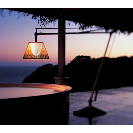 Lampadaire Superarchimoon métal tissu gris / H 214 cm - Flos