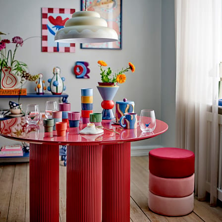 Della Round table wood red / Ø 110 cm - Bloomingville