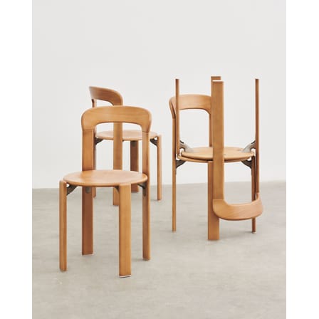 Rey Stacking chair natural wood / By Bruno Rey x Dietiker, 1971 - Wood - Hay