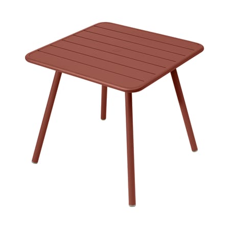 Table carrée Luxembourg métal rouge marron / 80 x 80 cm - 4 pieds - Fermob
