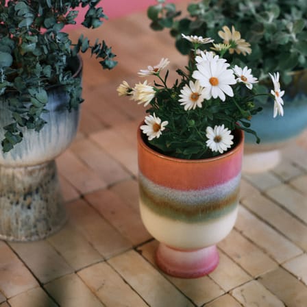 Vaso per fiori Retro ceramica rosa / Ø 13 x H 19,5 cm - HK LIVING