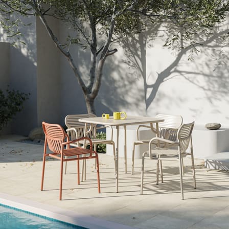 Fauteuil bridge empilable Week-end métal orange / Aluminium - Petite Friture