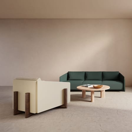 Fauteuil rembourré Timber tissu beige - KANN DESIGN