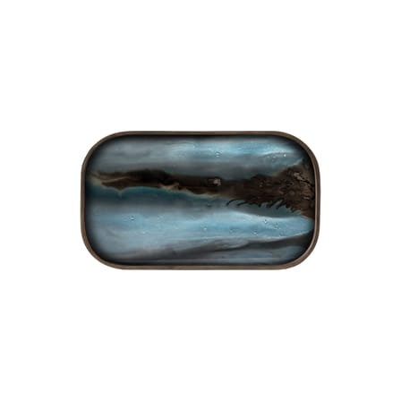 Plateau Organic verre bleu / 53 x 31 cm - Peint main - Ethnicraft
