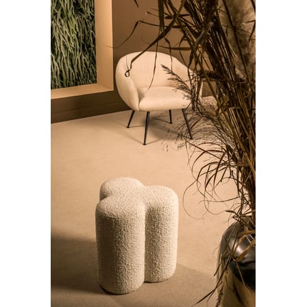 Pouf Clover tissu blanc beige / Tissu bouclette - POLSPOTTEN