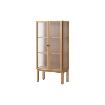 Vaisselier Curiosity Low bois naturel / L 70,5 x H 143 cm - Verre cannelé - Audo Copenhagen
