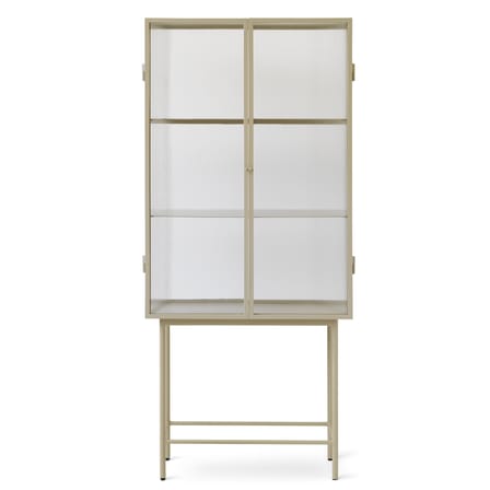 Vitrine Haze métal verre beige / Vaisselier - L 70 x H 155 cm - Verre cannelé - Ferm Living