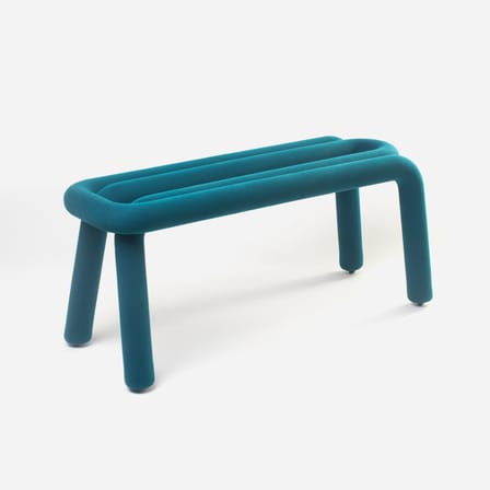Banc rembourré Bold tissu bleu / L 100 cm - Moustache