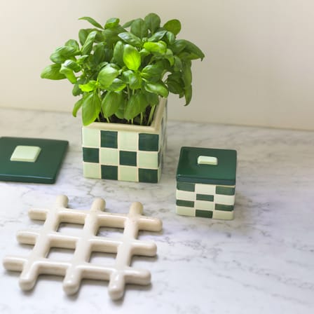 Dessous de plat Grid céramique beige / 19 x 19 cm - Grès - & klevering