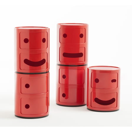 Rangement Componibili Smile N°1 plastique rouge / 2 tiroirs - H 40 cm - Anna Castelli Ferrieri, 1968 - Kartell