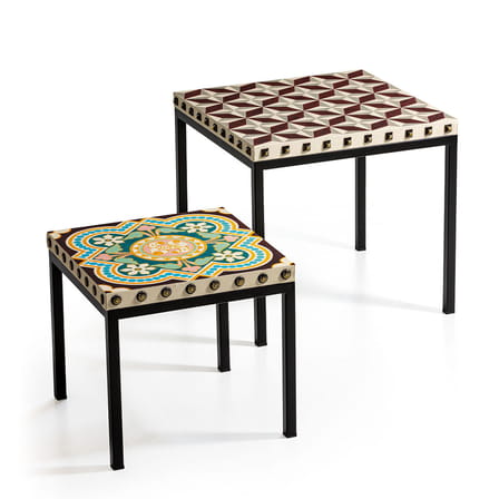Table d'appoint Not a Harem - Cross tissu multicolore / 45 x 45 x H 40 cm - Coton imprimé - Moroso