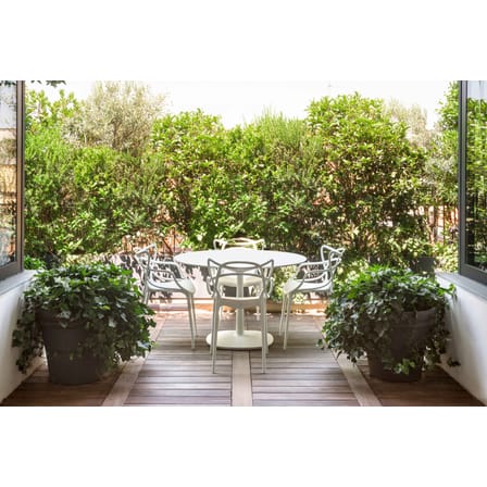 Table ronde Multiplo indoor/outdoor - céramique pierre blanc / Grès uni / Ø 118 cm - Kartell