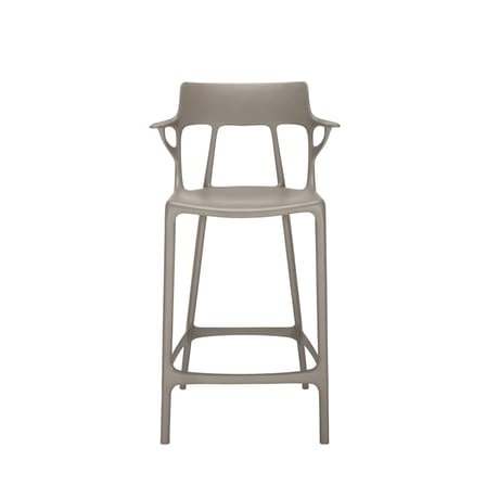 Tabouret de bar A.I plastique gris / 65 cm - Conçu par intelligence artificielle - Recyclé / Seconde vie - Kartell