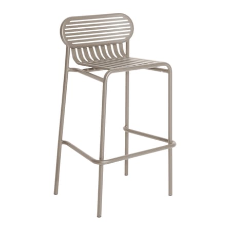 Tabouret haut empilable Week-end métal beige / Aluminium - H 80 cm - Petite Friture