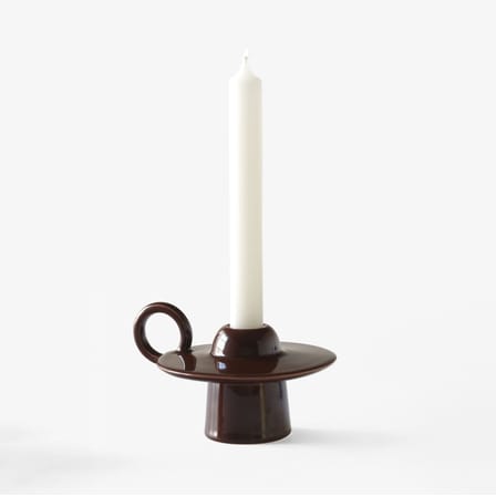 Bougeoir Momento JH39 céramique marron / Jaime Hayon - Ø 11,8 x H 8,5 cm - &tradition