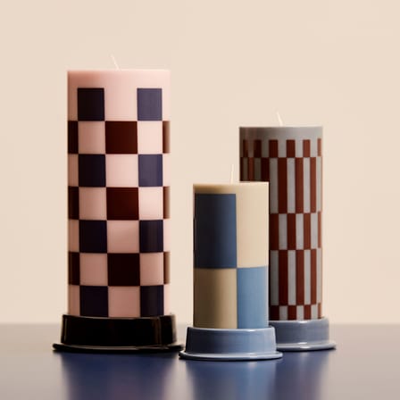 Bougie bloc Column cire multicolore / Ø 9 x H 25 cm / Seconde vie - Hay