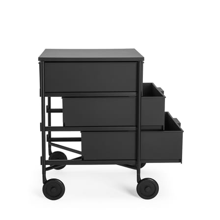 Caisson à roulettes Mobil plastique noir / 3 tiroirs - Version mate - Kartell