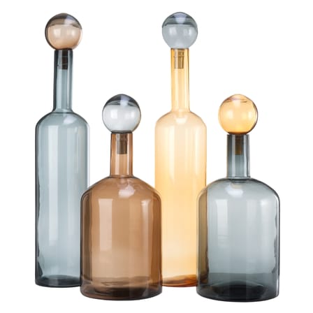 Bubbles & Bottles XXL Carafe glass blue brown / Glass - Set of 4 / H 87 cm - Pols Potten