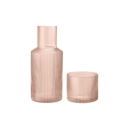 Set carafe 0,5 L & verre Ripple verre rose - Ferm Living
