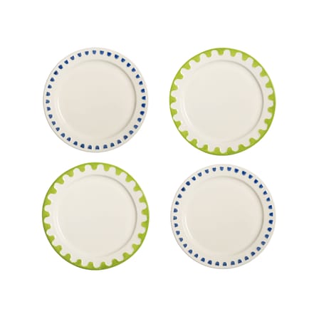 Folk Medium Dessert plate ceramic green / Set of 4 - Ø 22.5 cm - & klevering
