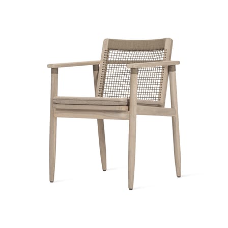 Fauteuil David / Teck vieilli & dossier corde - Coussin d'assise - Vincent Sheppard