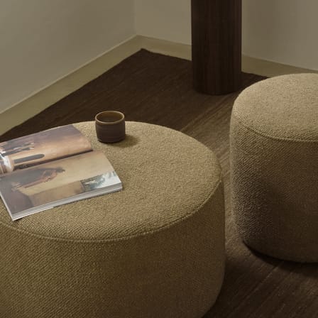 Pouf Barrow tissu jaune / Ø 60 cm - Ethnicraft