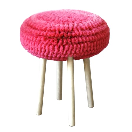 Tabouret Papa plastique rose bois naturel / Collector en exclusivité / Seconde vie - USIN-e