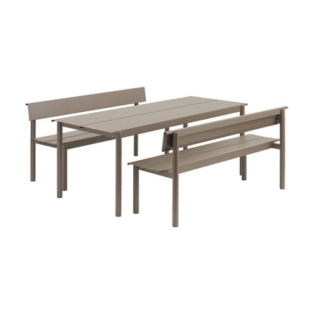 Banc avec dossier Linear métal beige / L 170 cm - Muuto