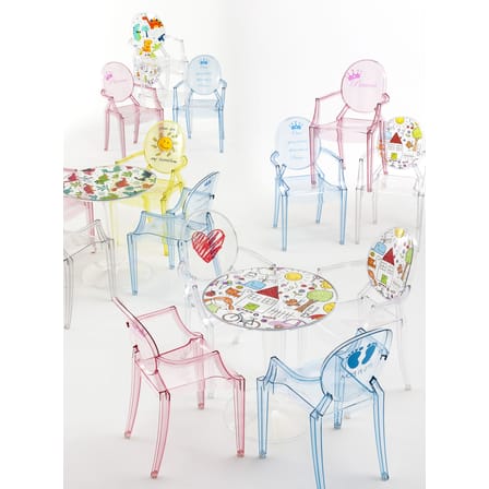 Fauteuil enfant Lou Lou Ghost plastique multicolore transparent / Dossier décoré - Kartell