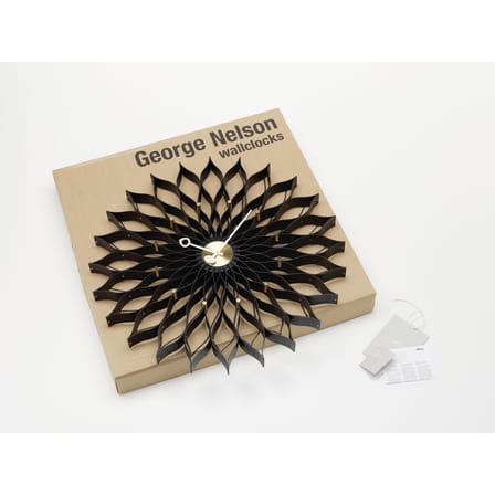 Horloge Sunflower Clock bois noir / By George Nelson, 1948-1960 / Ø 75 cm - Vitra