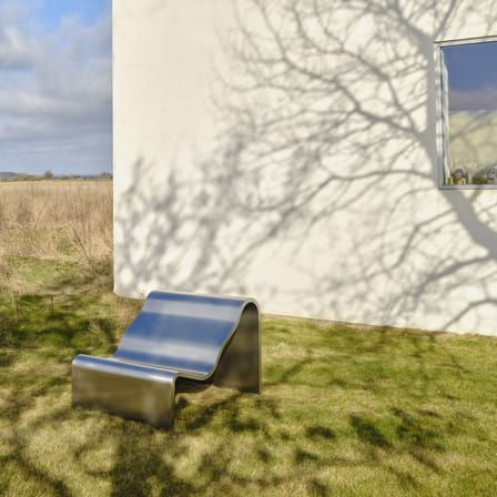 Banc avec dossier Dream View Bench métal argent / L 100 cm - Muuto