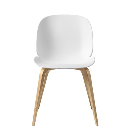 Chaise Beetle plastique blanc / Pieds chêne - Gubi