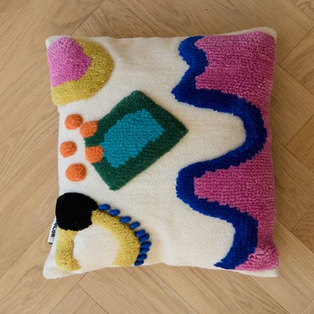 Coussin Fiesta / 45 x 45 cm - Laine recyclée tissée main - COLORTHERAPIS