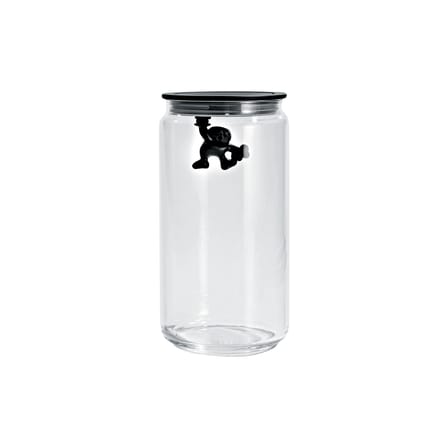 hermetisch verschließbares Glas Gianni a little man holding on tight glas plastikmaterial schwarz luftdicht - 140 cl - Alessi