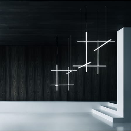 Suspension Coordinates S3 gris argent métal LED / L 78 x H 78 cm - Flos