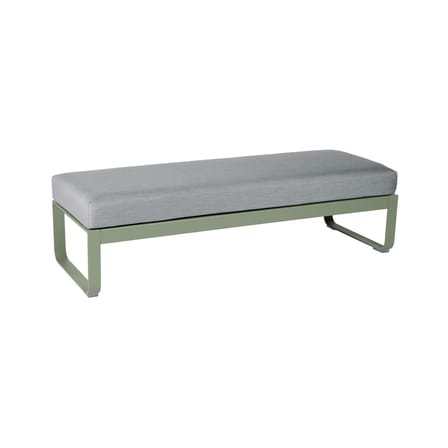 Banc rembourré Bellevie métal tissu gris / Table basse (coussin amovible) - L 148 cm / Gris flanelle - Fermob