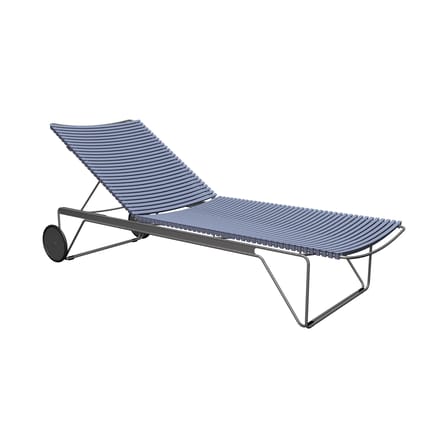 Transat inclinable à roulettes Click plastique bleu - Houe