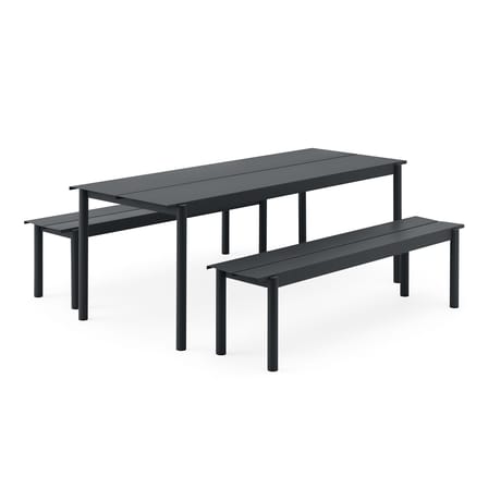 Bank Linear metall schwarz / Stahl - L 170 cm - Muuto