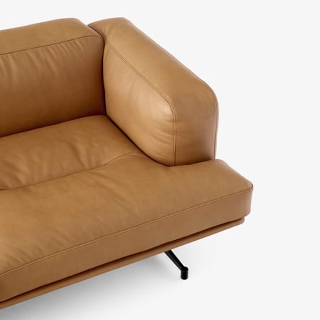 Canapé droit Inland AV22 cuir marron / 2 places - L 179 cm - Cuir - &tradition