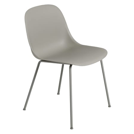 Chaise Fiber plastique gris / Pieds métal - Plastique recyclé - Muuto