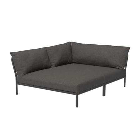 Canapé de jardin modulable Level 2 Cozy tissu gris / Dossier extra moelleux & assise profonde - Angle gauche - L 173,5 x P 139 cm - Houe